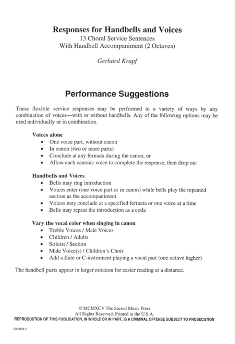 Responses for Handbells and Voices Unison Choir scores gallery preview page 2