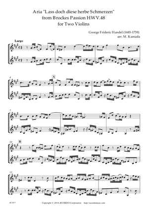 'Lass doch diese herbe Schmerzen' from Brockes Passion HWV.48 for Two Violins