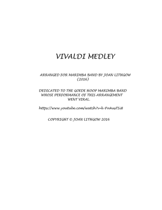 Book cover for Vivaldi Medley for Marimba Band - Score Only