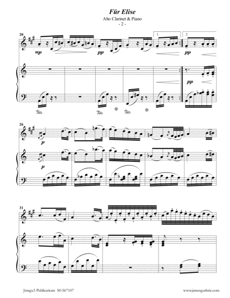 Beethoven: Für Elise for Alto Clarinet & Piano image number null