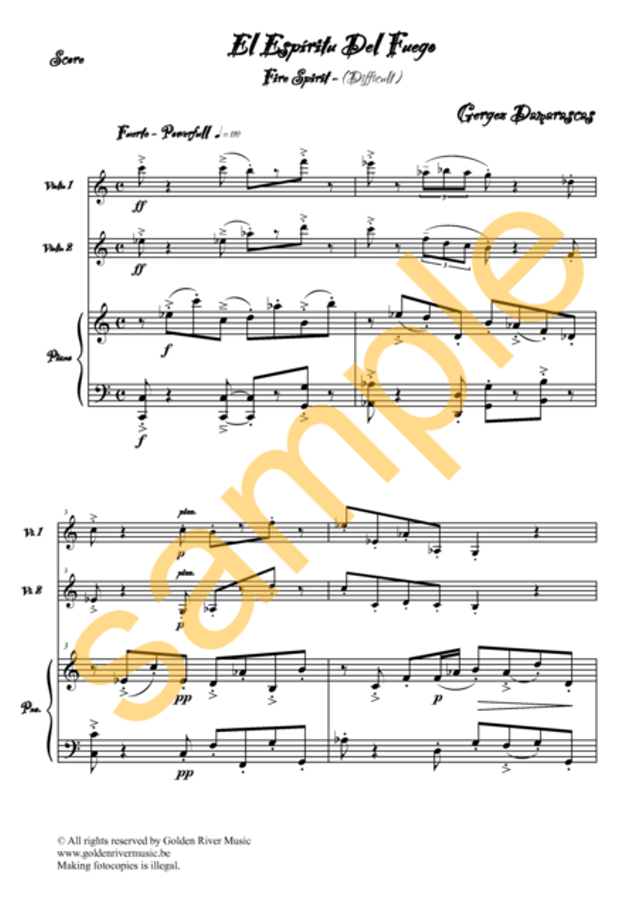 El Spiritu del Fuego / Fire Spirit for 2 violins Violin Solo scores gallery preview page 2