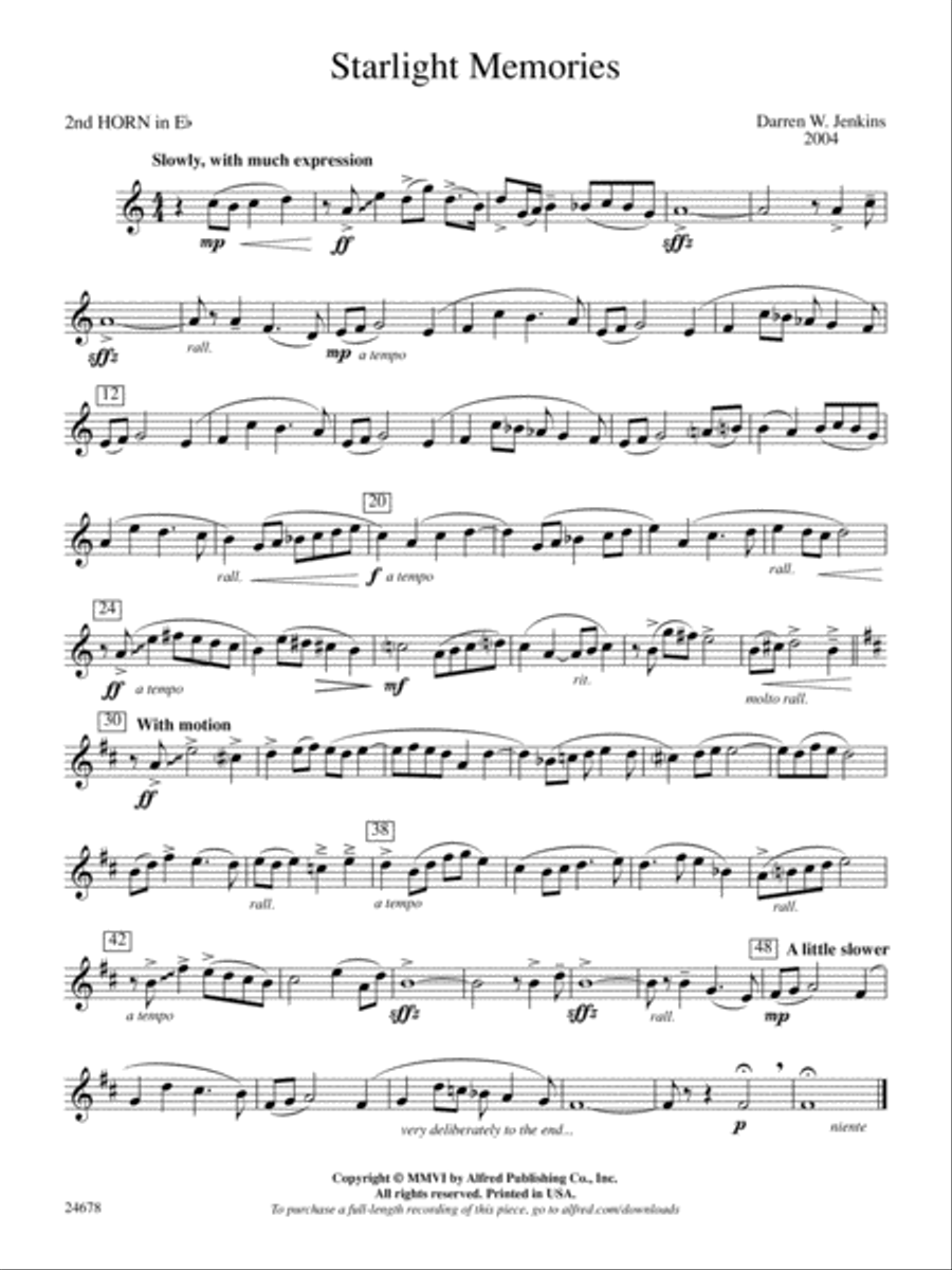 Starlight Memories: (World Part) 2nd Horn in E-flat Concert Band scores gallery preview page 1