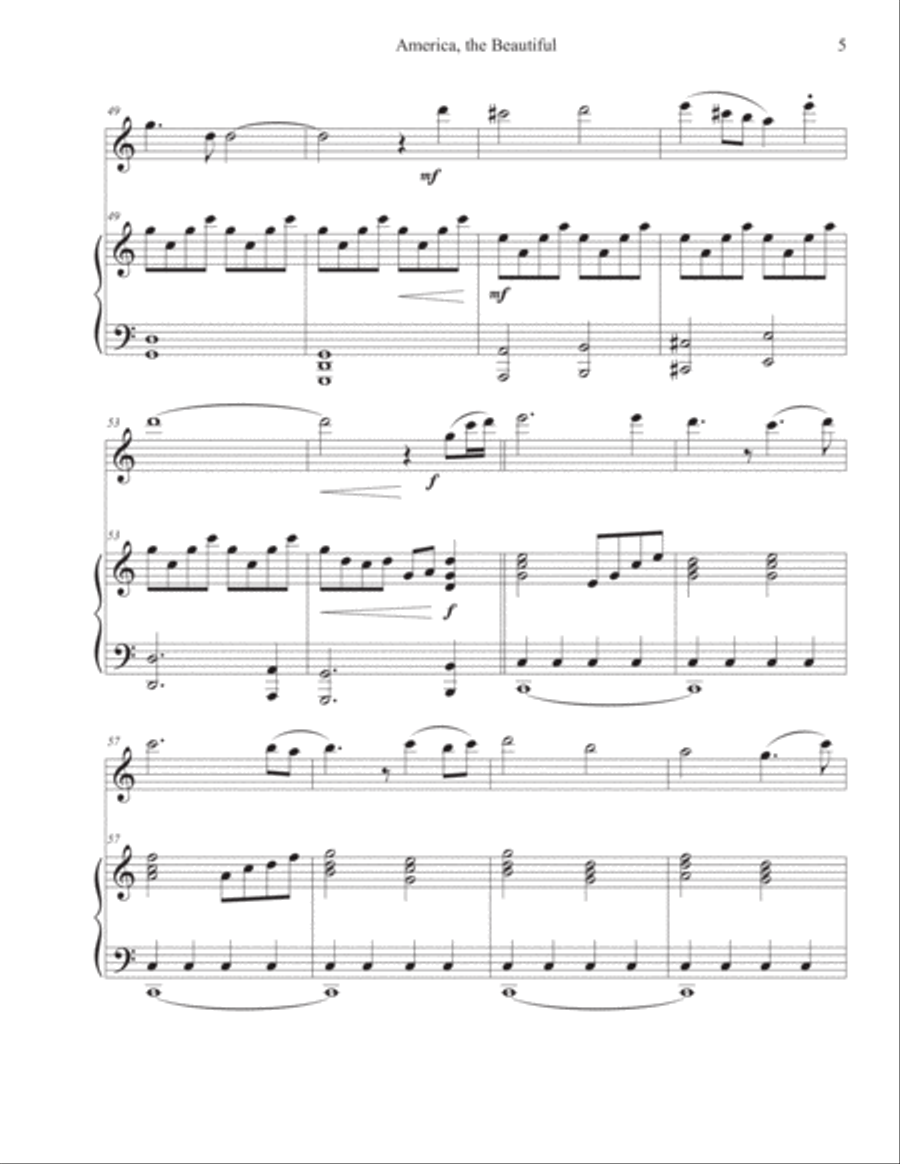 America, the Beautiful (Flute-Piano) Flute Solo scores gallery preview page 5