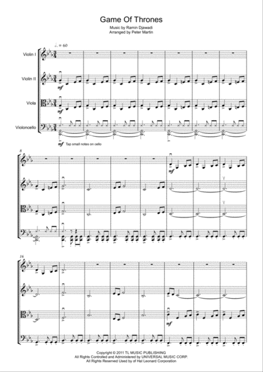 Game Of Thrones String Quartet scores gallery preview page 5