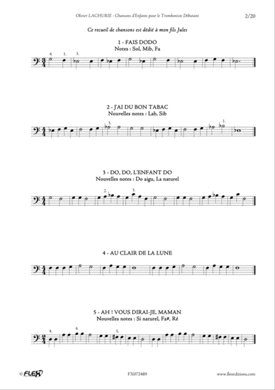Children's Songs for the Young Trombonist Trombone scores gallery preview page 3