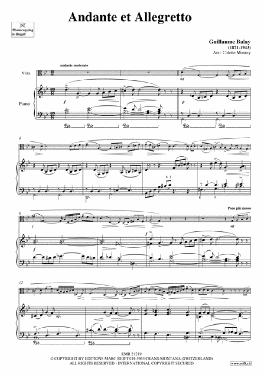 Andante et Allegretto Viola scores gallery preview page 4