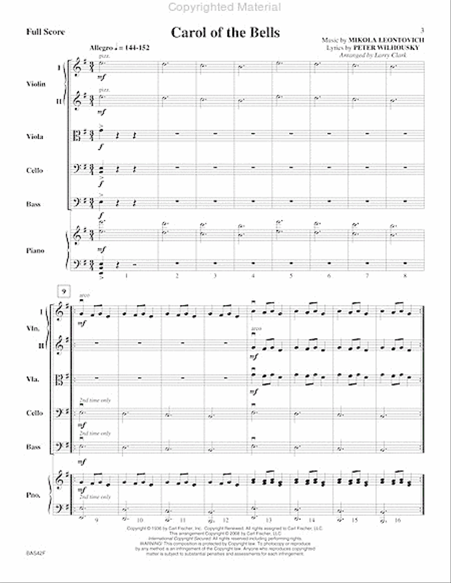 Carol of the Bells String Orchestra scores gallery preview page 4
