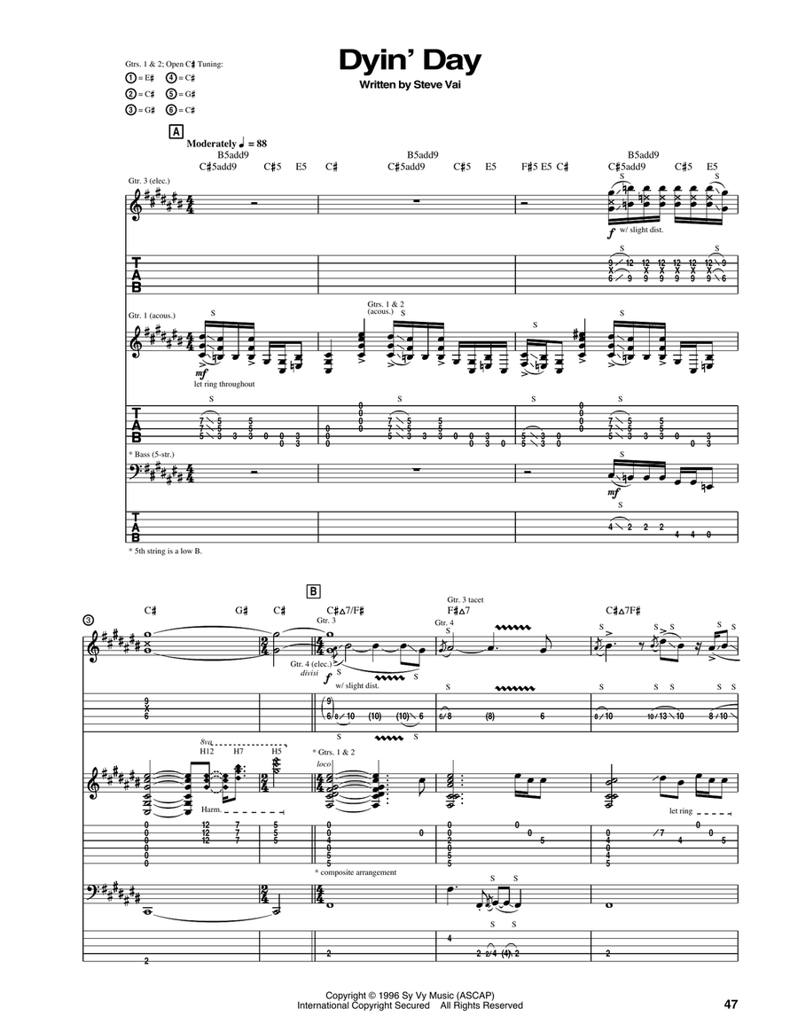 Dyin' Day Acoustic Guitar scores gallery preview page 1