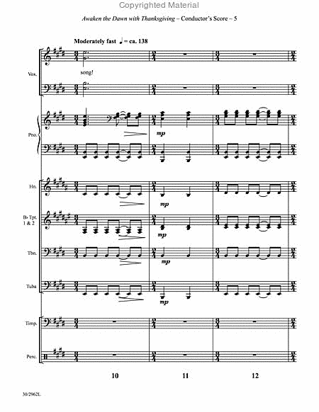 Awaken the Dawn with Thanksgiving - Brass and Percussion Score and Parts
