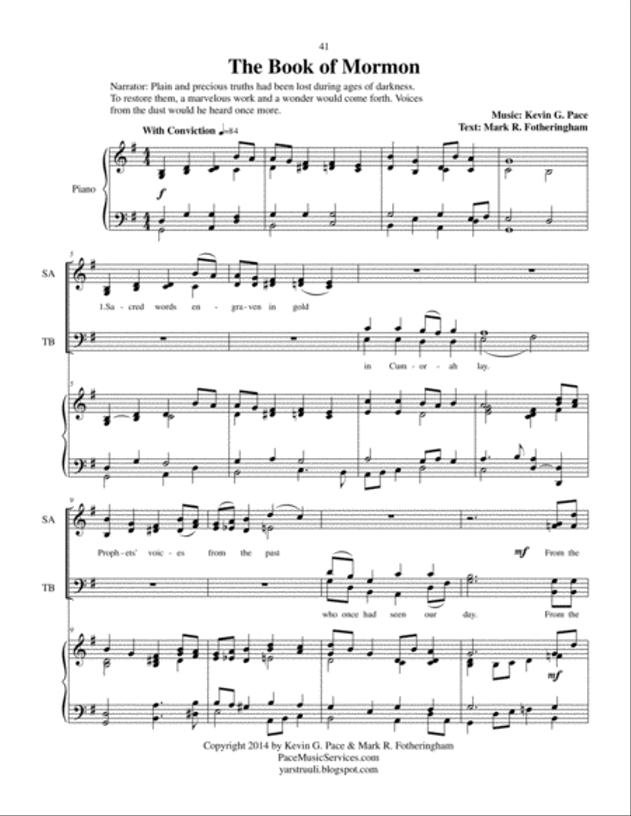 The Book of Mormon - SATB choir with piano accompaniment 4-Part scores gallery preview page 2