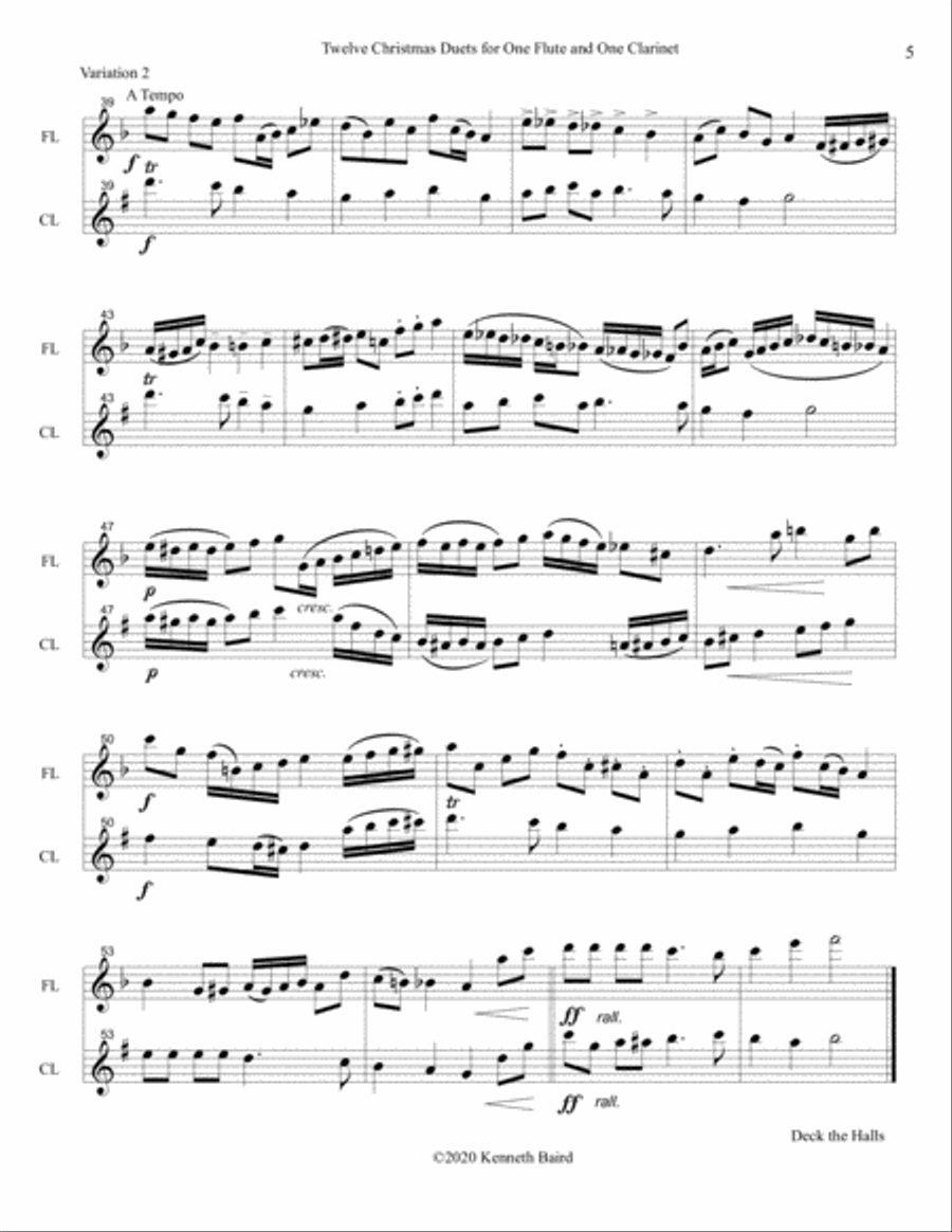 12 Christmas Duets for Flute and Clarinet Woodwind Duet scores gallery preview page 5