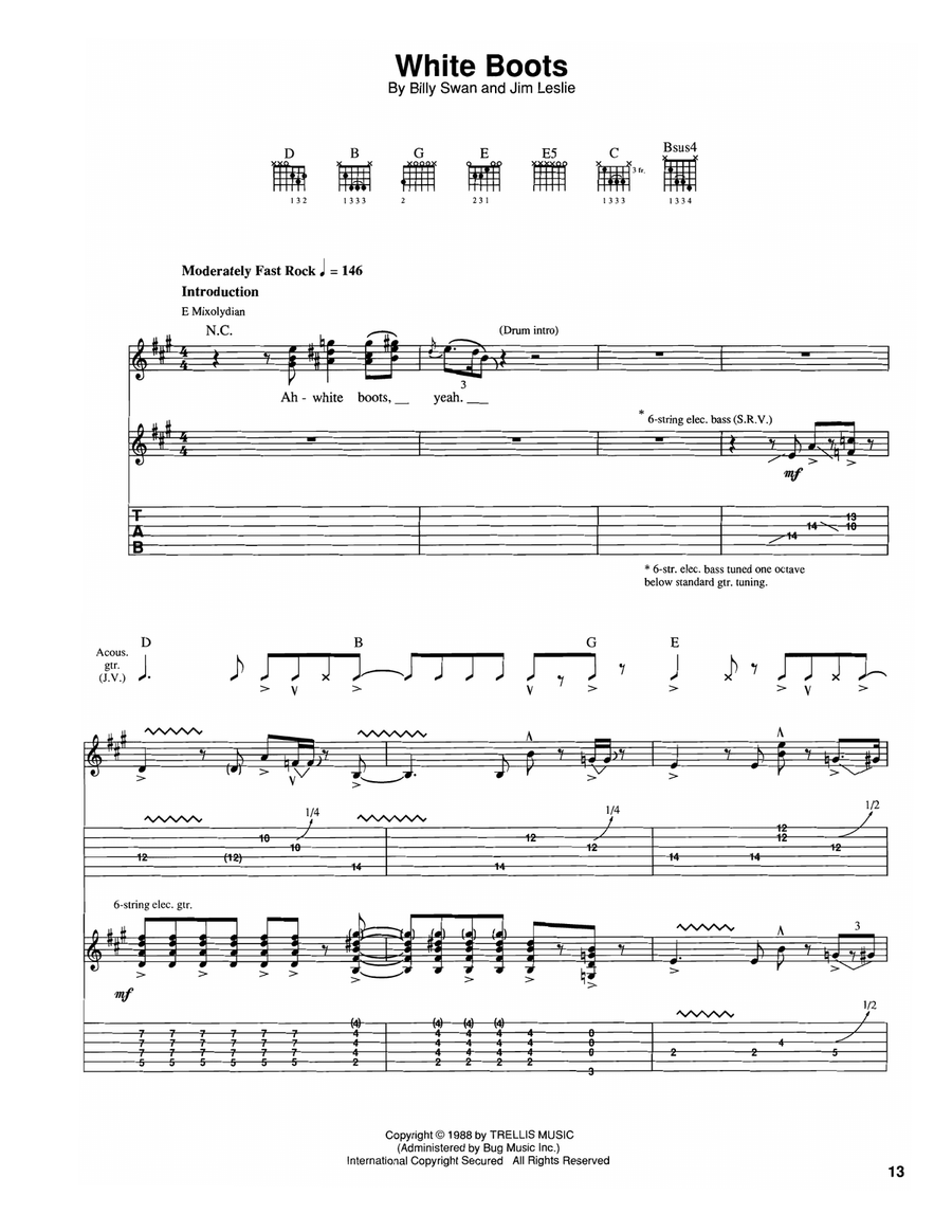 White Boots White Boots Electric Guitar scores gallery preview page 1