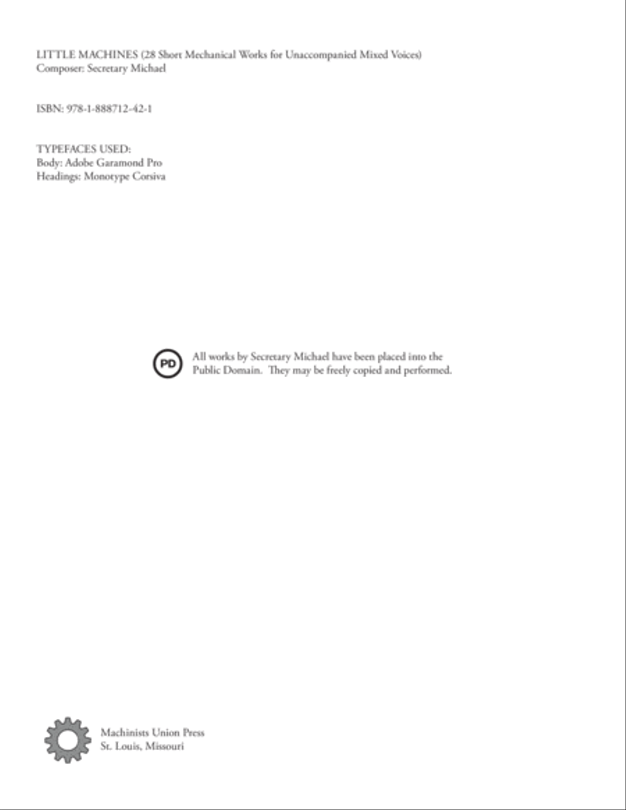Little Machines: 28 Short Mechanical Works for Unaccompanied Mixed Voices A Cappella scores gallery preview page 2