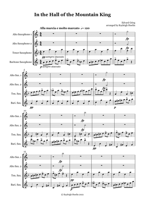 Book cover for In the Hall of the Mountain King by Edvard Grieg - Saxophone quartet (AATB)