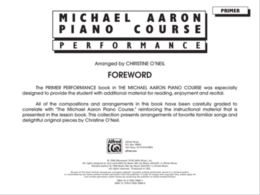 Michael Aaron Piano Course Performance Piano Method scores gallery preview page 2