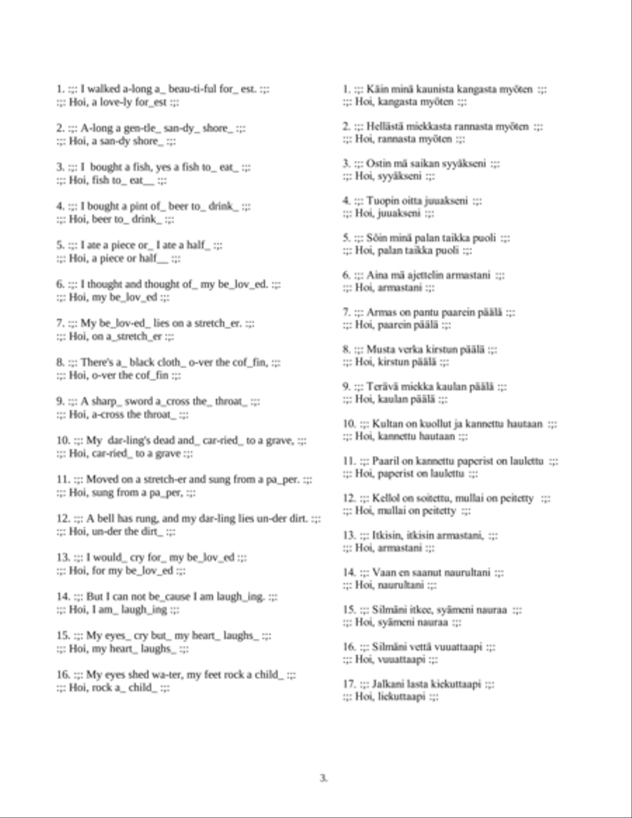 Five Finnish Songs of Loss with sing-able English and Finnish lyrics Soprano Voice scores gallery preview page 4