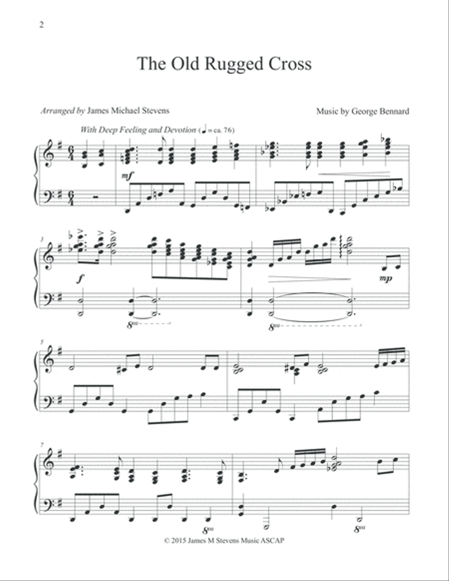 The Old Rugged Cross Piano Solo scores gallery preview page 2