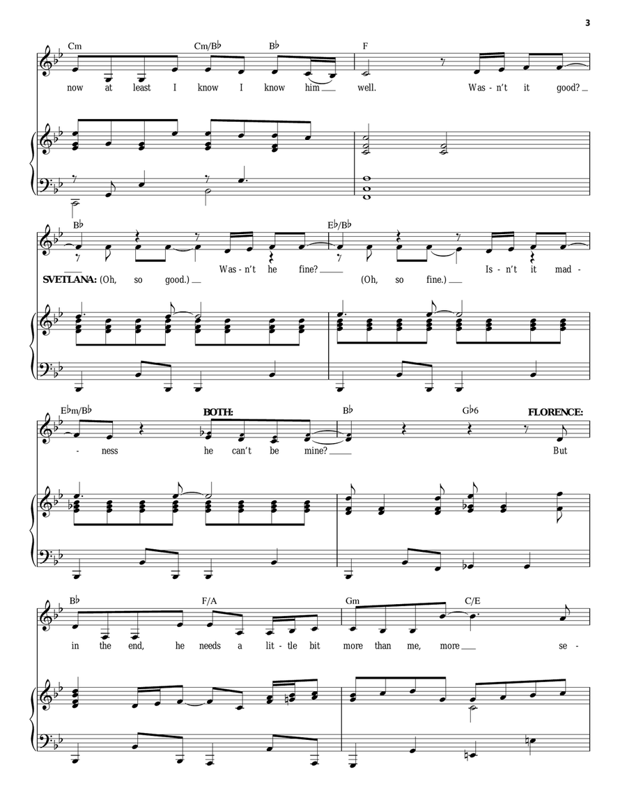 I Know Him So Well (from Chess) Piano, Vocal scores gallery preview page 3