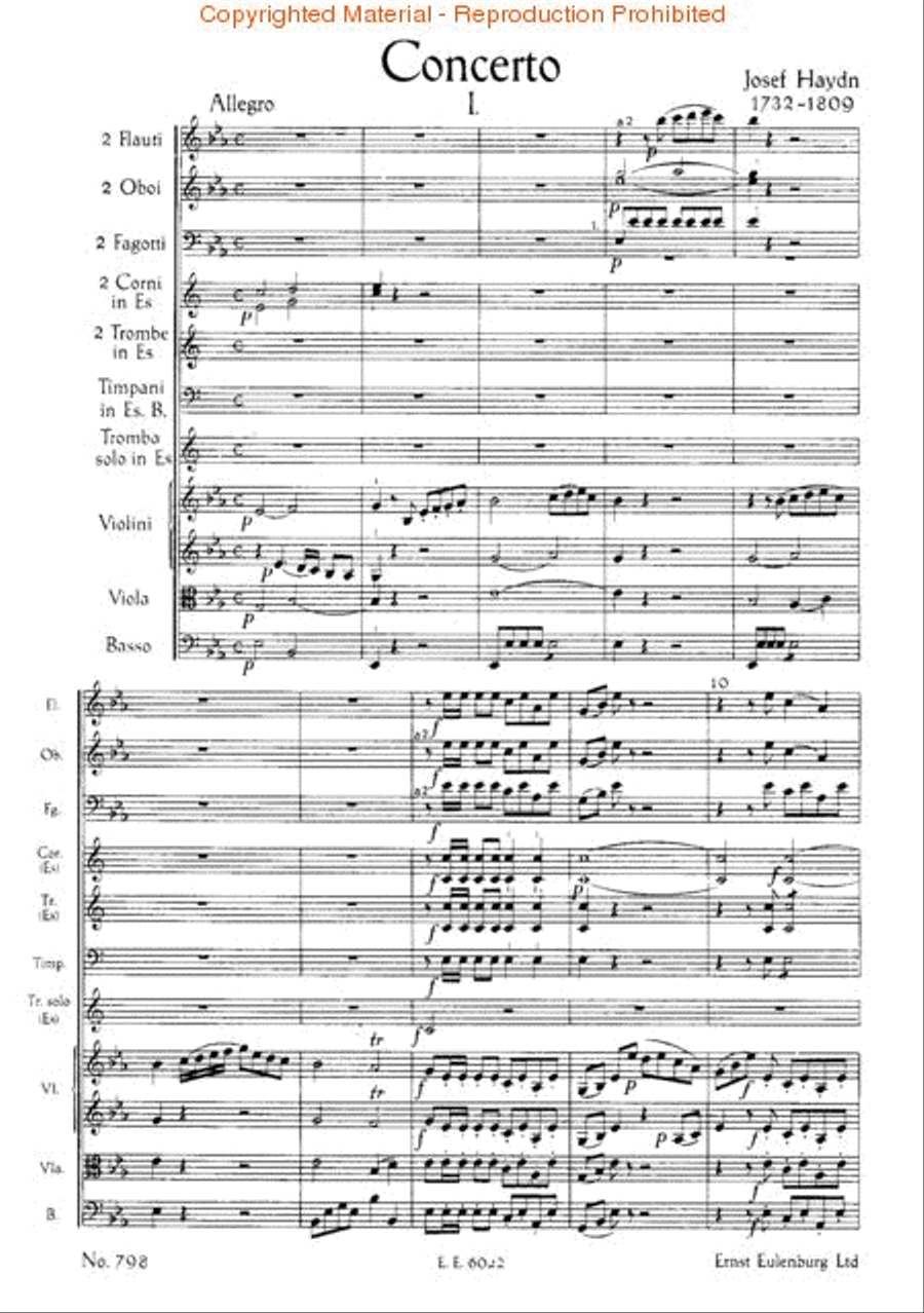 Trumpet Concerto (Hob. 7e: 1) in E-Flat Major Orchestra scores gallery preview page 2