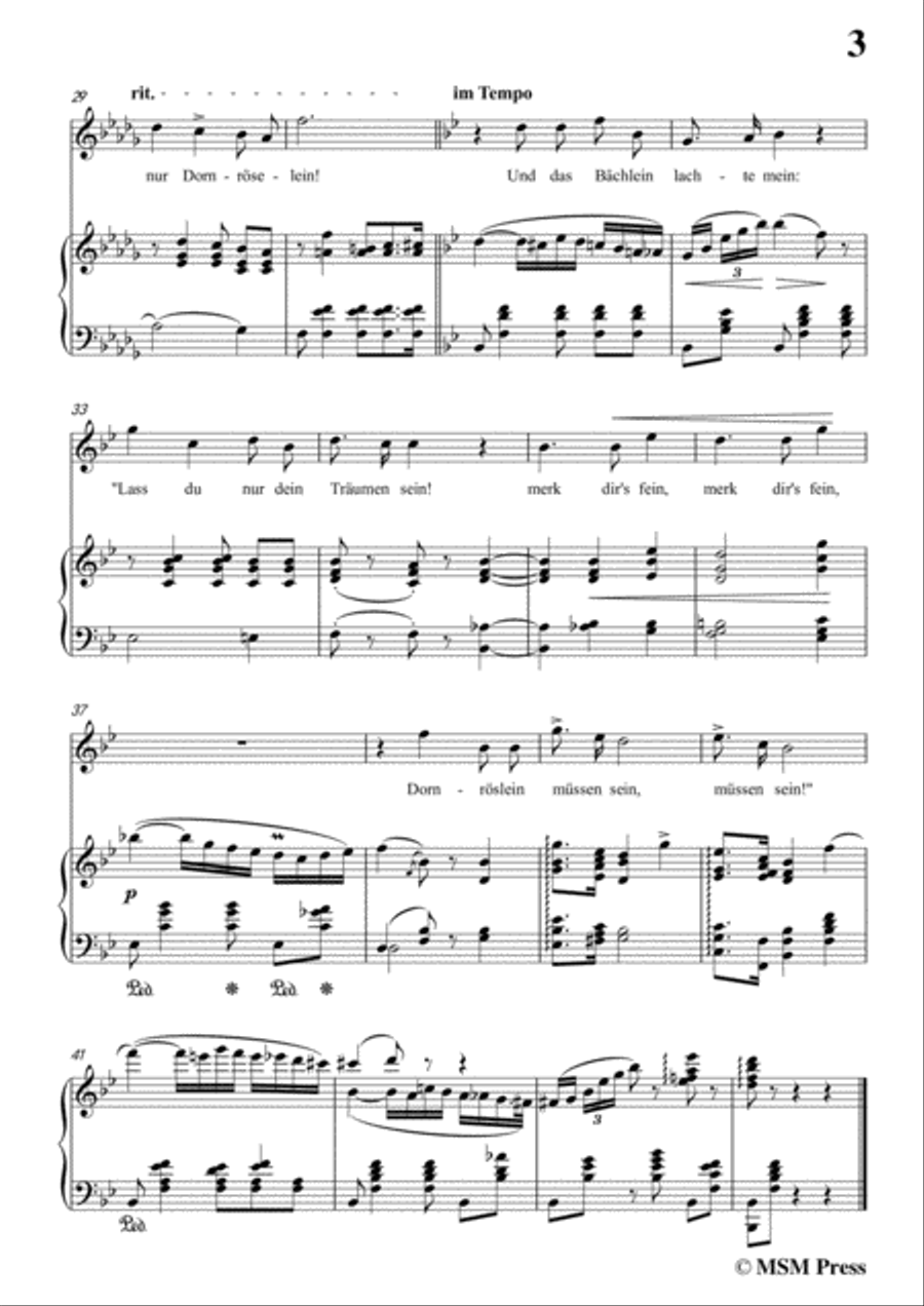 Schumann-Röselein,Röselein,in B flat Major,for Voice and Piano Voice Solo scores gallery preview page 5