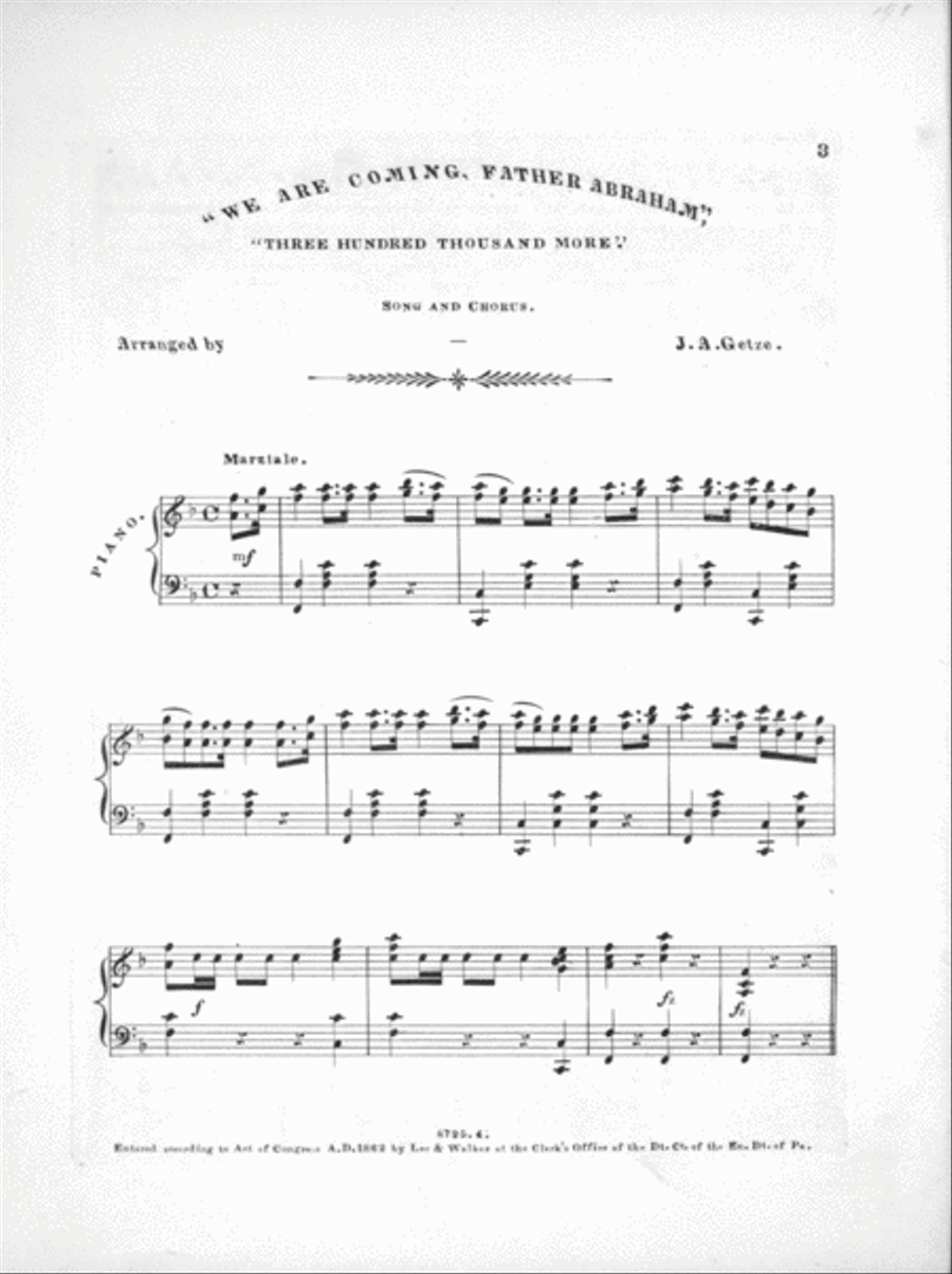 We Are Coming Father Abraham, 300,000 More. Song and Chorus Choir scores gallery preview page 2