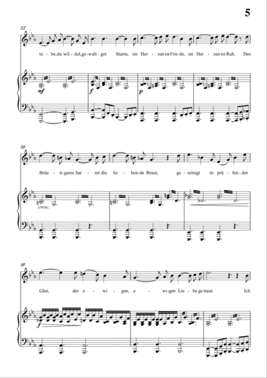 Schubert-Die junge nonne in bE minor,for Vocal and Piano Voice scores gallery preview page 6