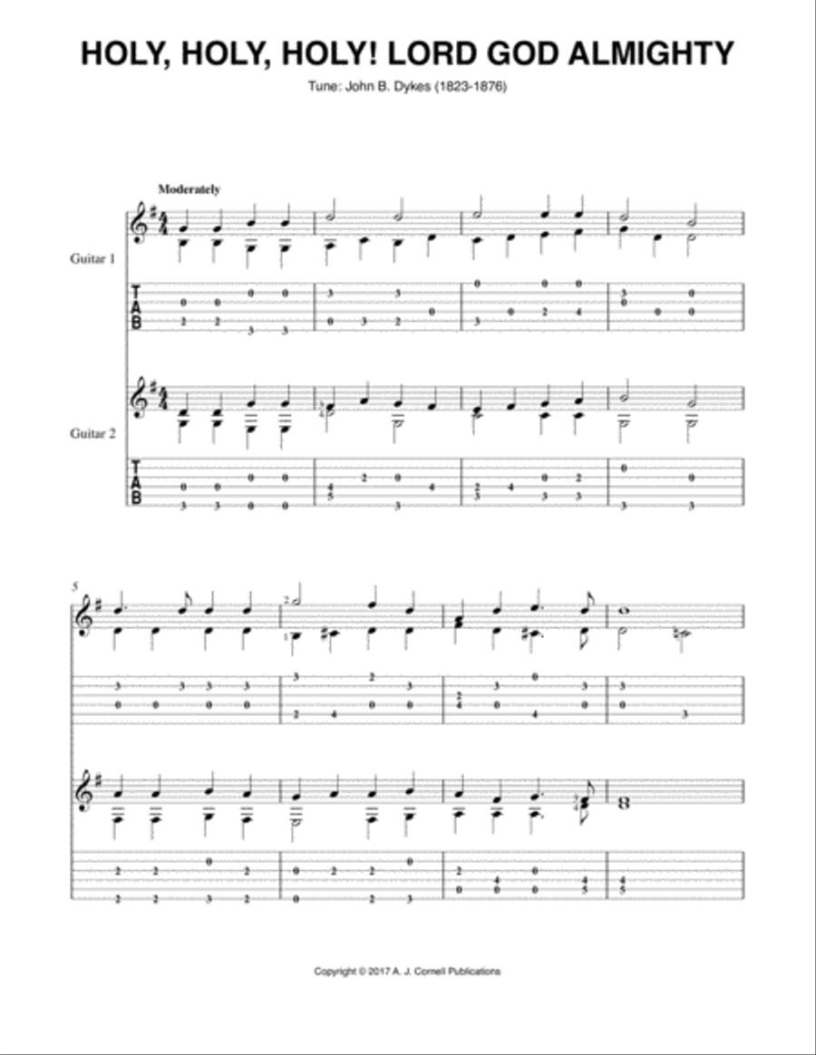 Holy, Holy, Holy! Lord God Almighty Guitar scores gallery preview page 1
