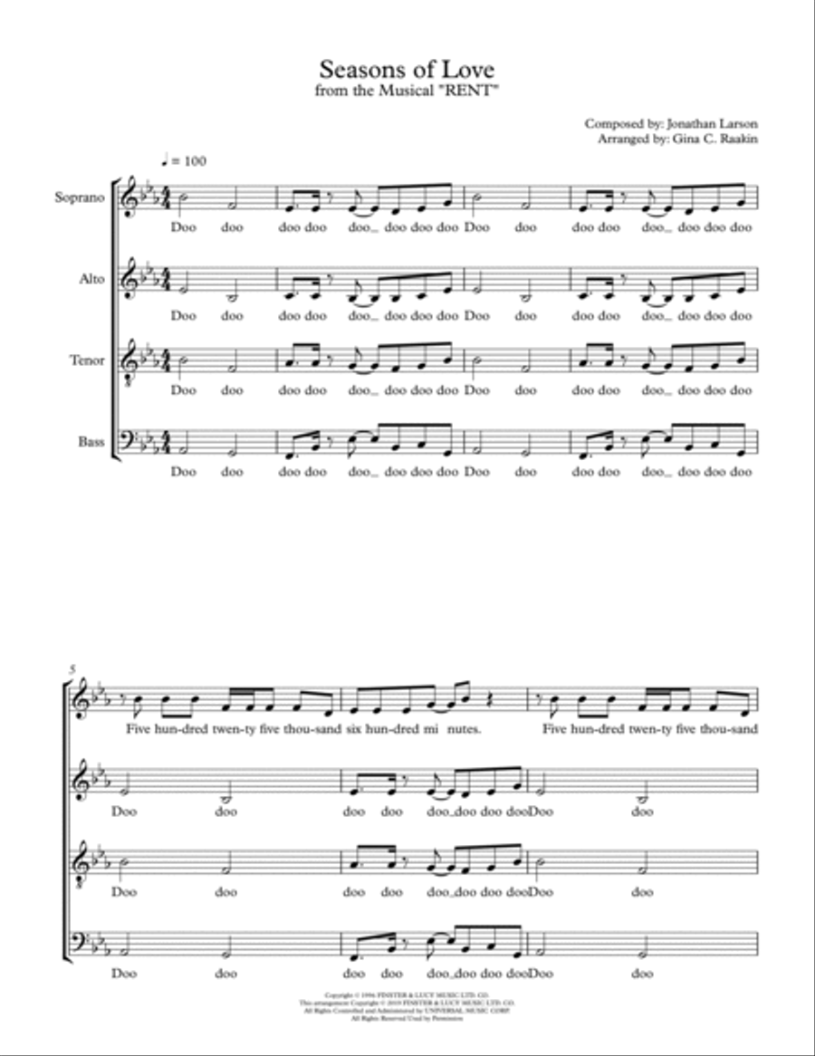 Seasons Of Love Seasons Of Love 4-Part scores gallery preview page 1