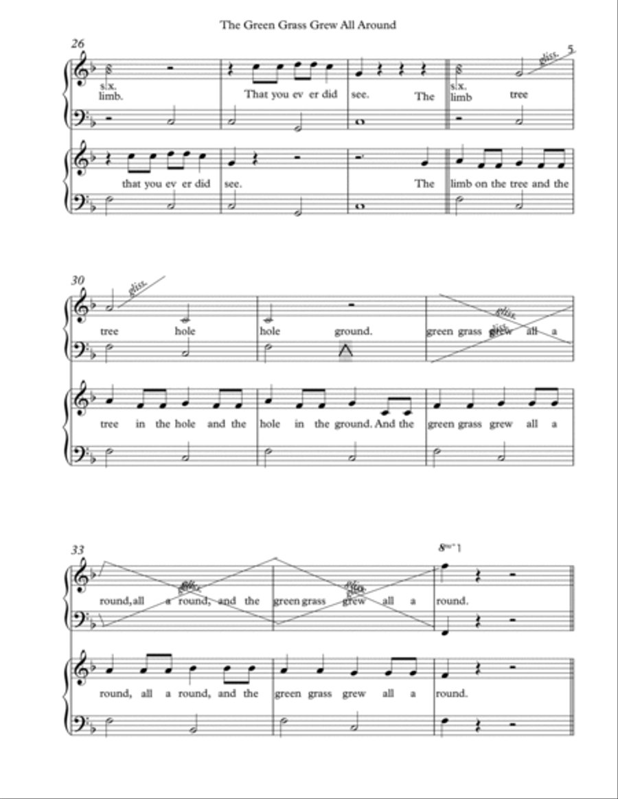 The Green Grass Grows All Around, Harp Duet, Score & Parts Celtic Harp scores gallery preview page 5