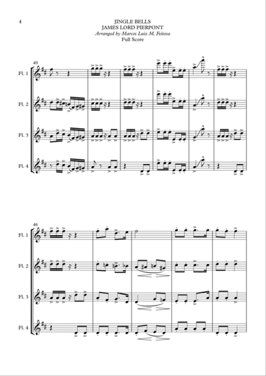 15 Christmas Songs (BOOK 1) - Flute Quartet Flute Quartet scores gallery preview page 6