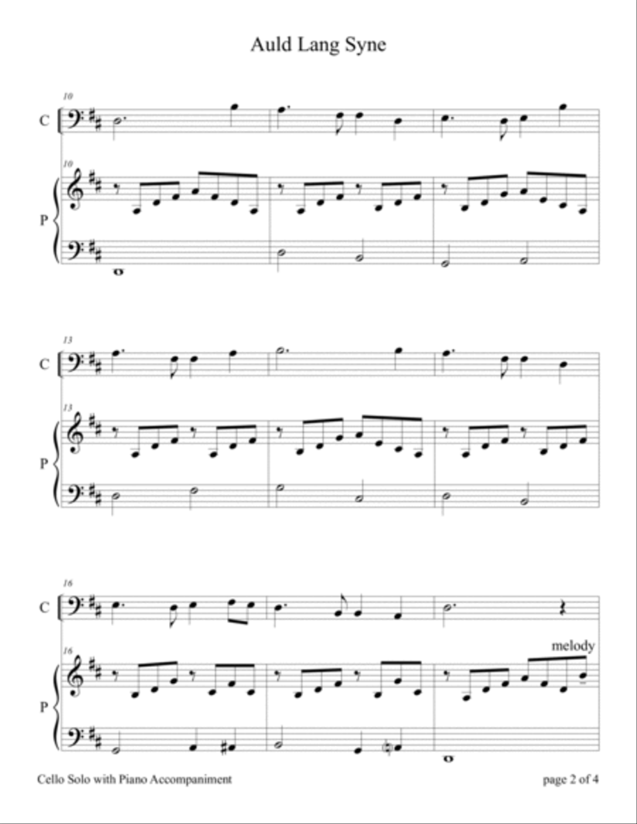 Holiday Classics (A Collection of 10 Easy Cello Solos with Piano Accompaniment) Piano scores gallery preview page 6