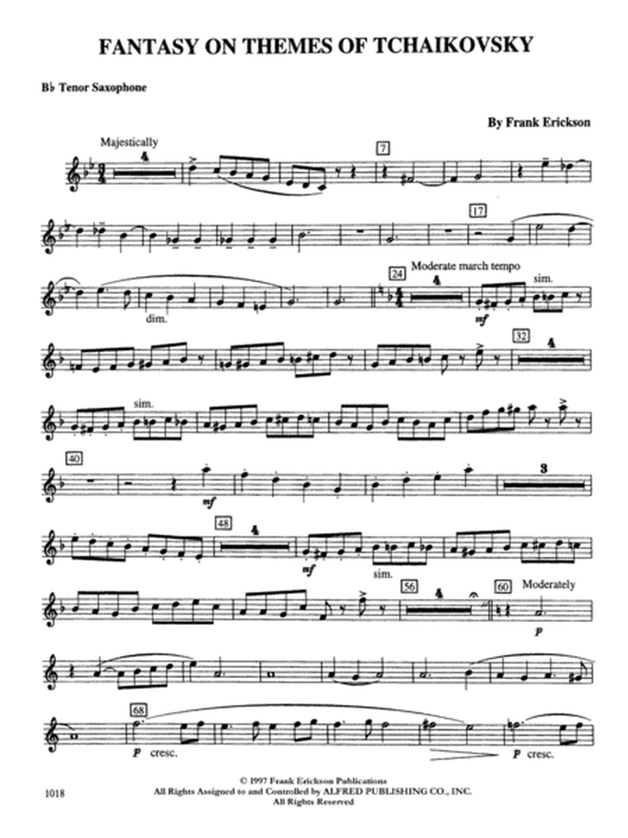 Fantasy on Themes from Tchaikovsky: B-flat Tenor Saxophone
