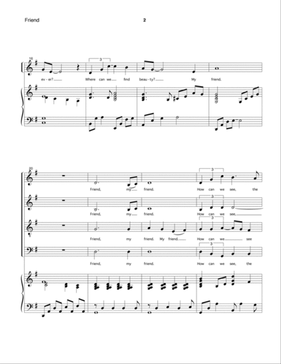 Friend (SATB with piano) 4-Part scores gallery preview page 2