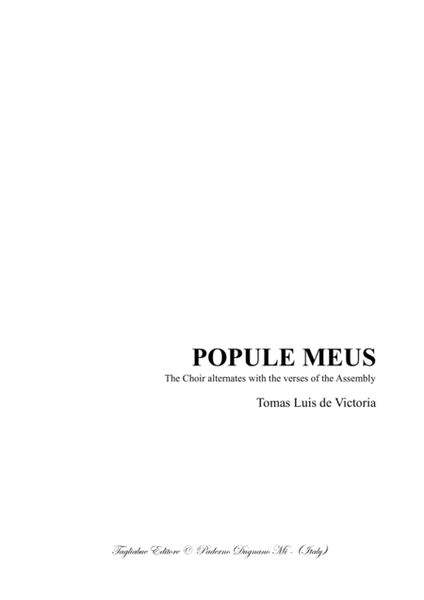 POPULE MEUS - De Victoria - For SATB Choir and Assembly (or Solo) image number null