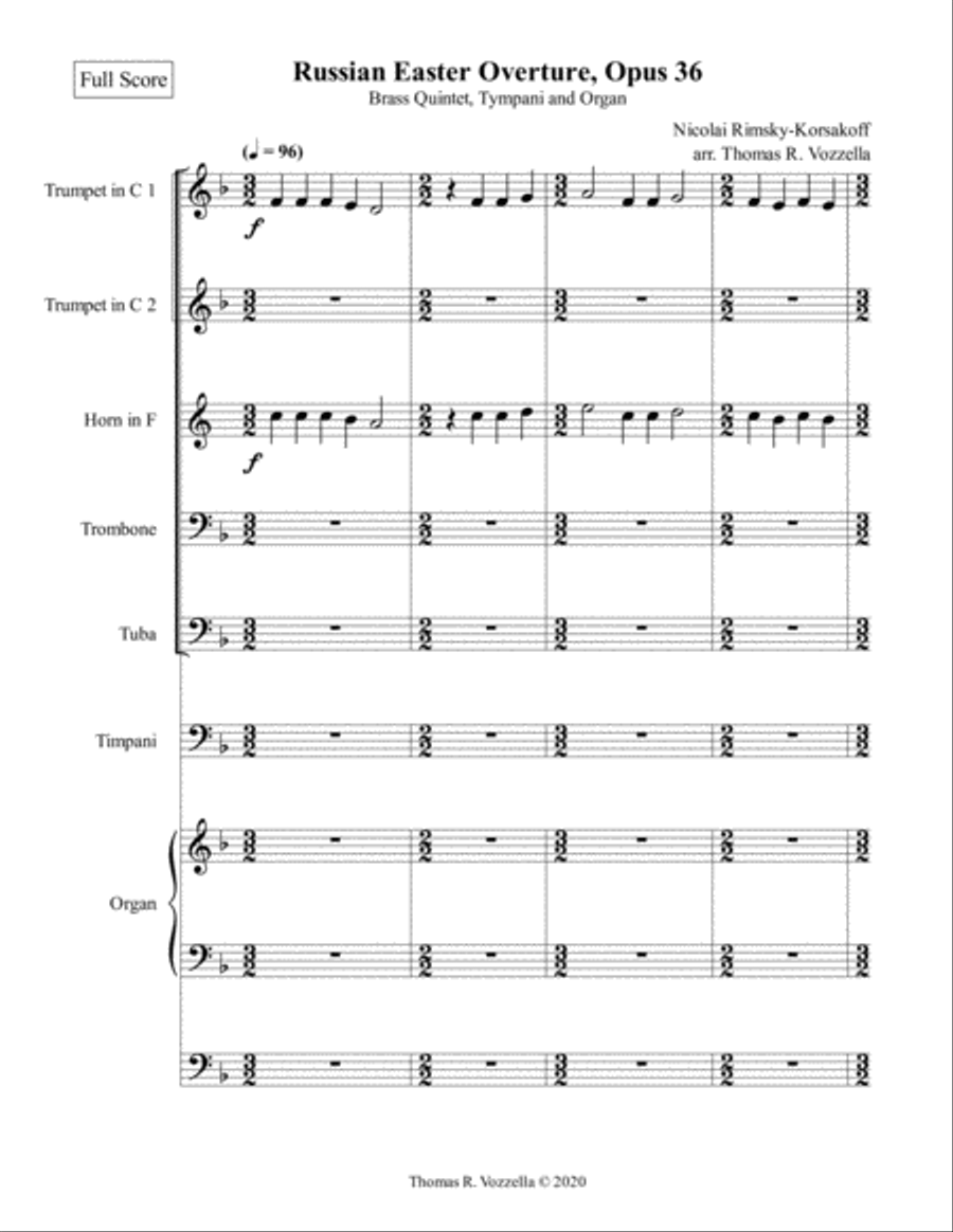 Russian Easter Overture (Brass Quintet, Tympani and Organ) Small Ensemble scores gallery preview page 2