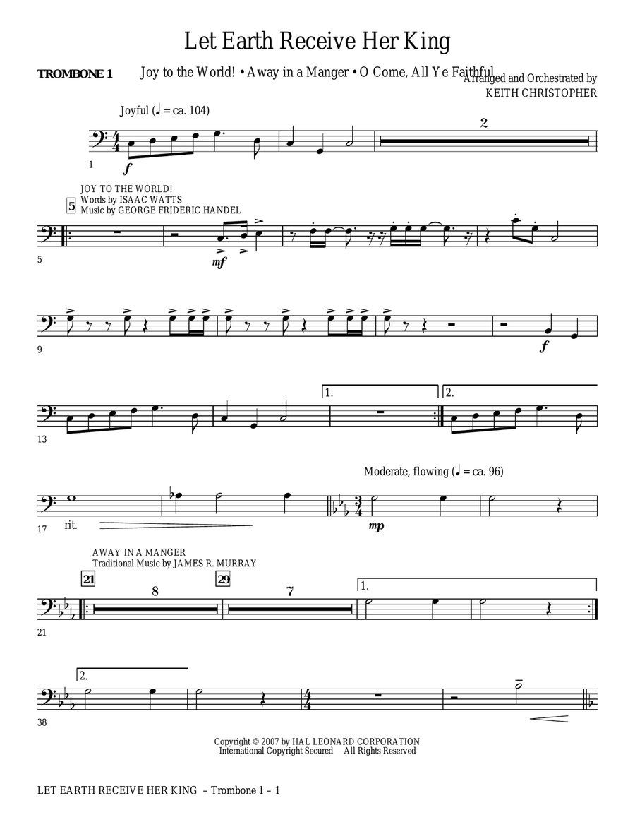 Let Earth Receive Her King - Trombone 1