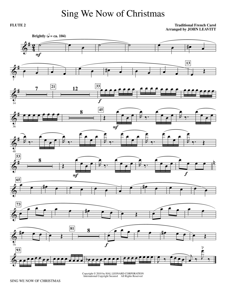 Sing We Now Of Christmas - Flute 2 Choir scores gallery preview page 1