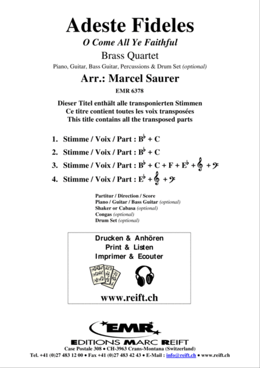 Adeste Fideles Brass Ensemble scores gallery preview page 2