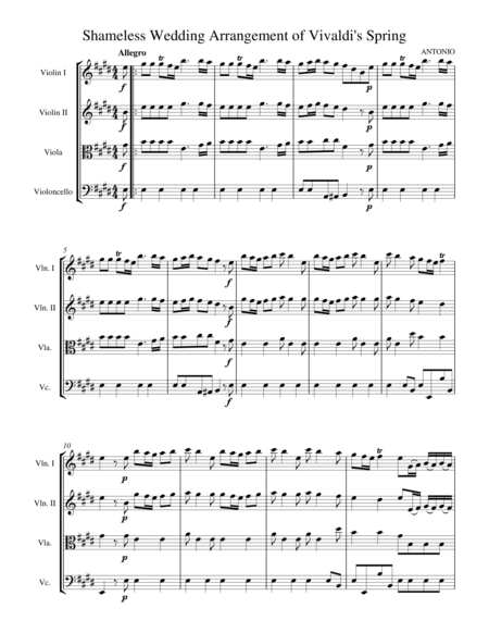 Antonio Vivaldi—The four seasons (Spring 1st movement) for string quartet