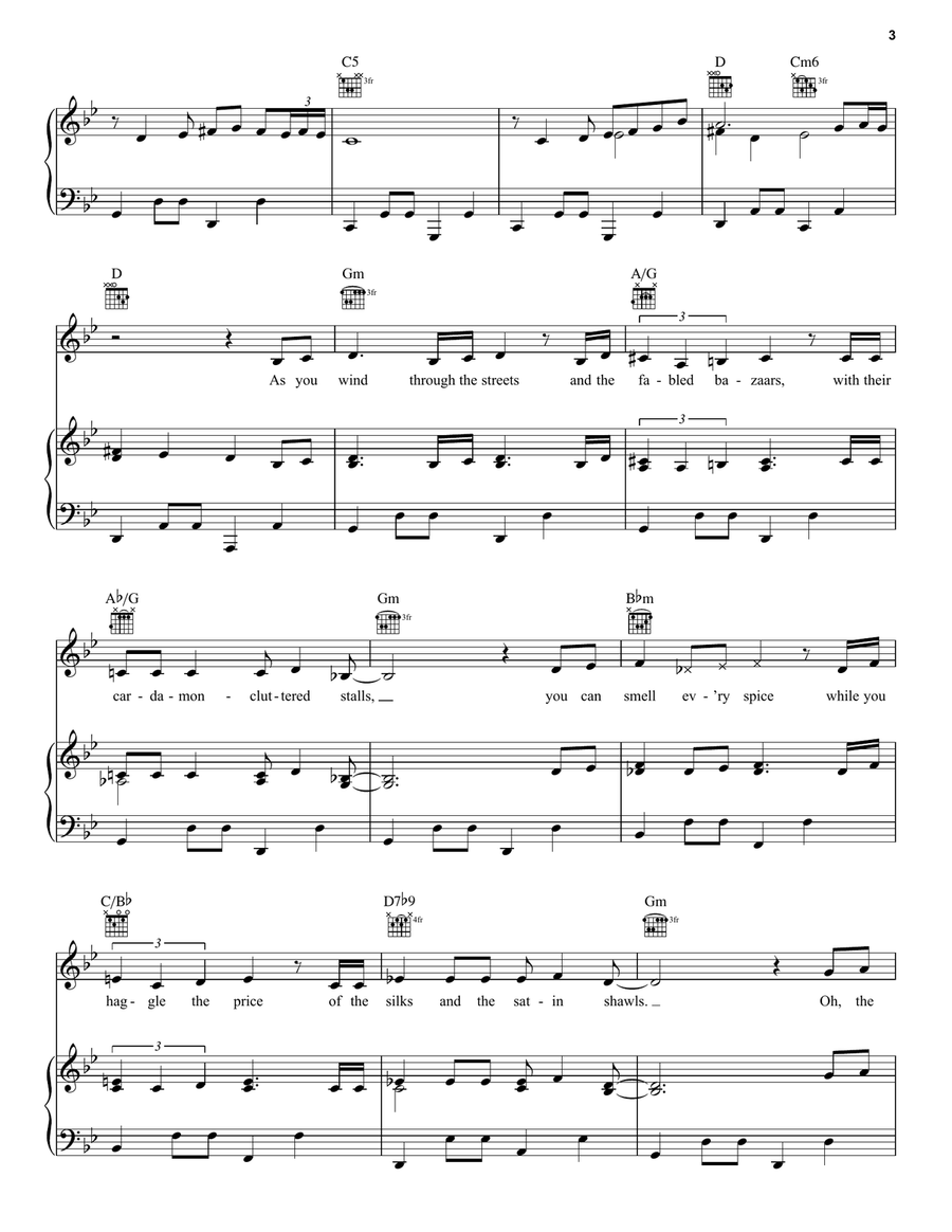 Arabian Nights (2019) (from Disney's Aladdin) Piano, Vocal, Guitar scores gallery preview page 3