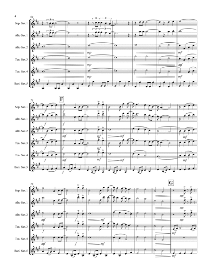 Sweet Caroline Saxophone Quintet scores gallery preview page 5