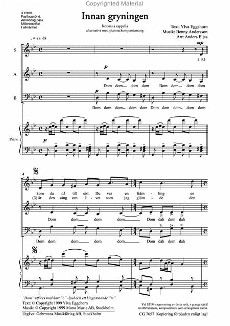 Innan gryningen Innan gryningen Unison Choir scores gallery preview page 2