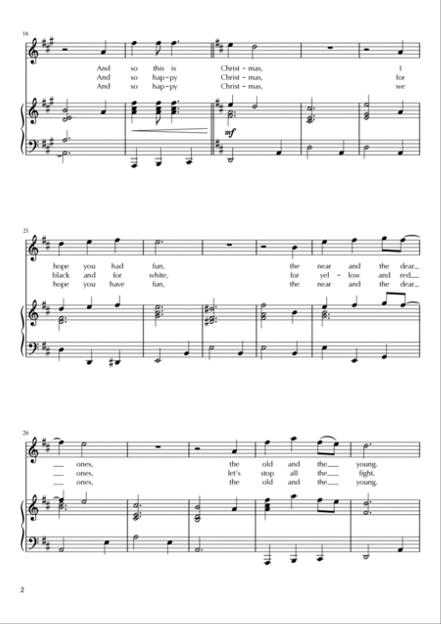 Happy Xmas (war Is Over) Voice scores gallery preview page 2