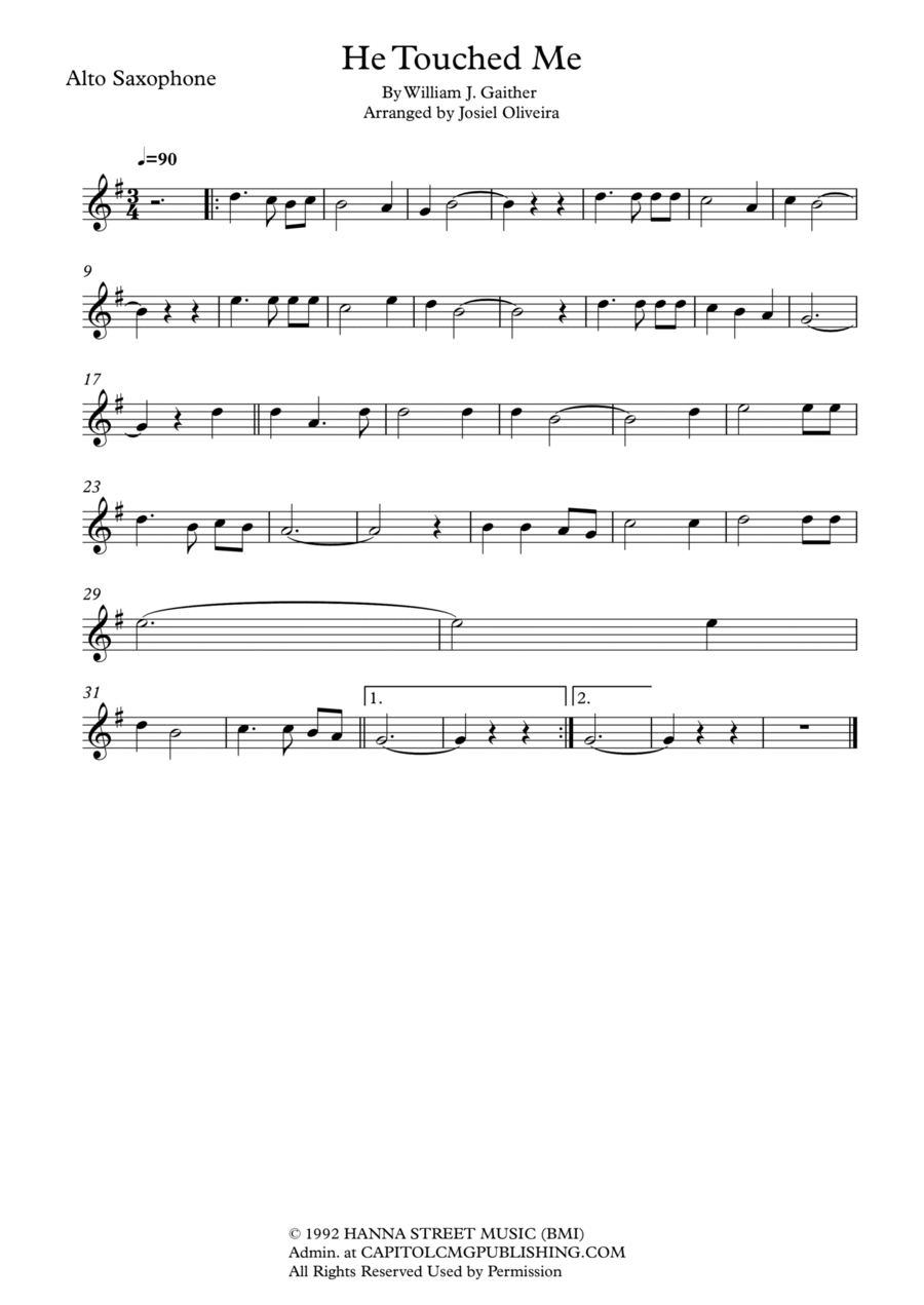 He Touched Me Alto Saxophone scores gallery preview page 1