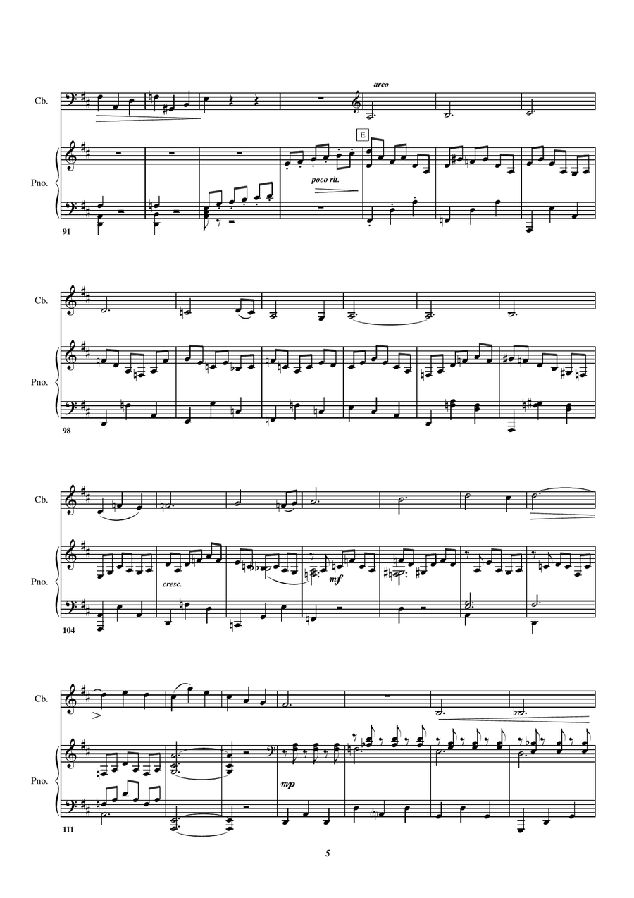 Enrique Granados, Intermezzo, transcribed and edited by Klaus Stoll Double Bass scores gallery preview page 5