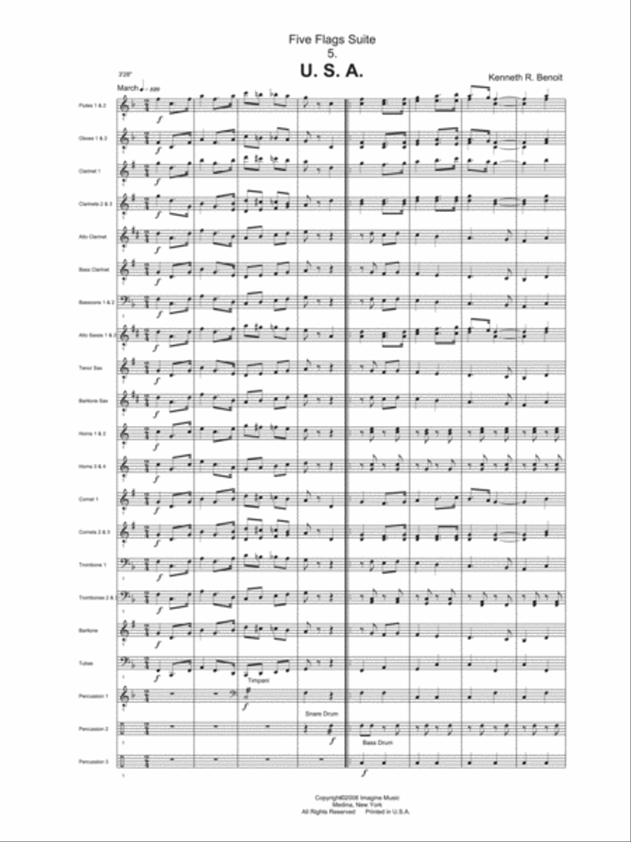 U.S.A. (Five Flags Suite) Concert Band scores gallery preview page 1
