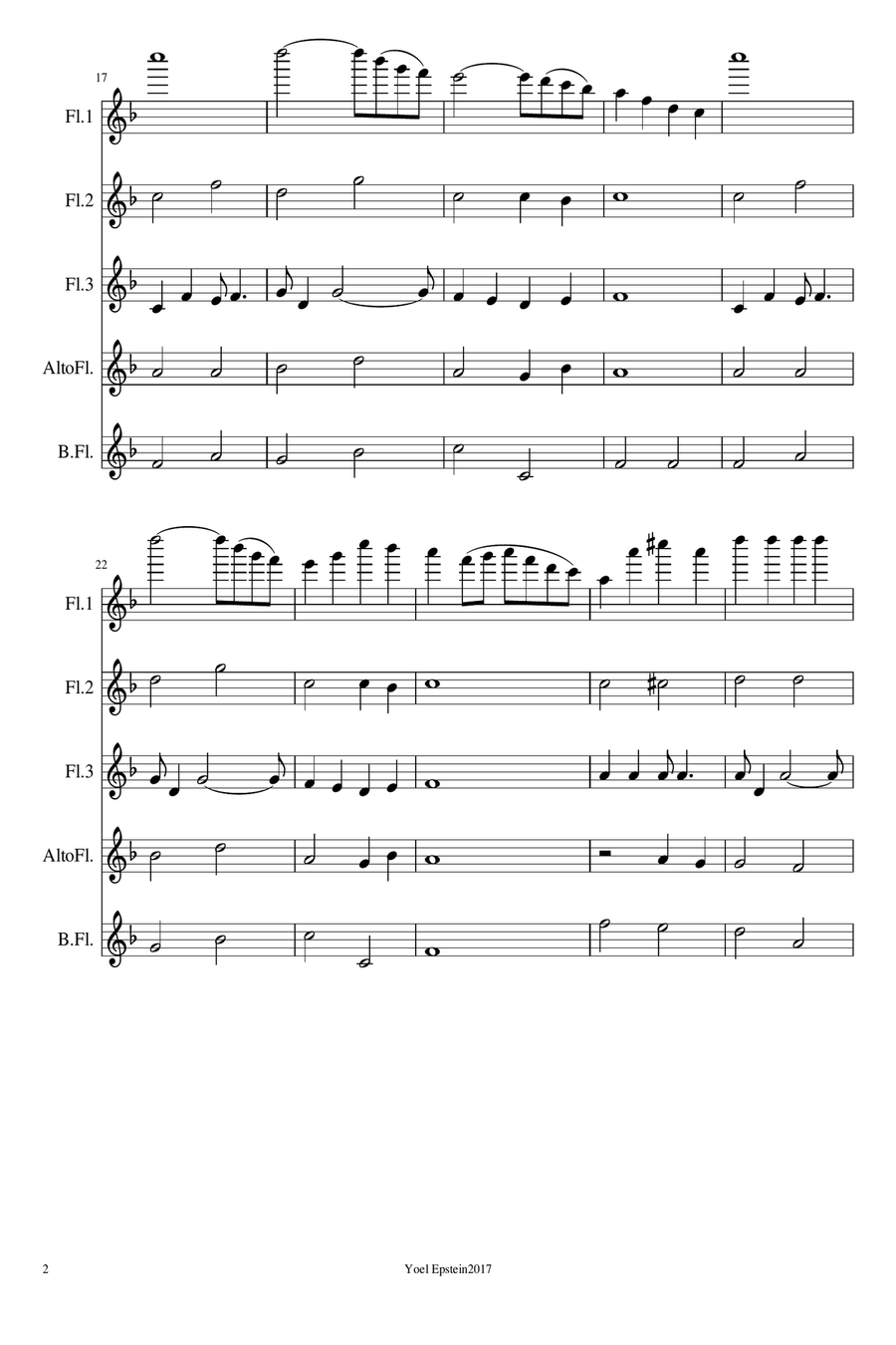 Aura Lee - Love song for Flute Choir Flute Choir scores gallery preview page 5