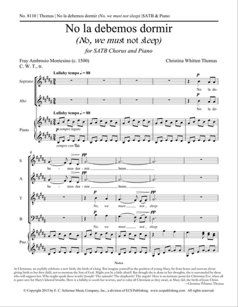 No la debemos dormir (No, we must not sleep) 4-Part scores gallery preview page 1