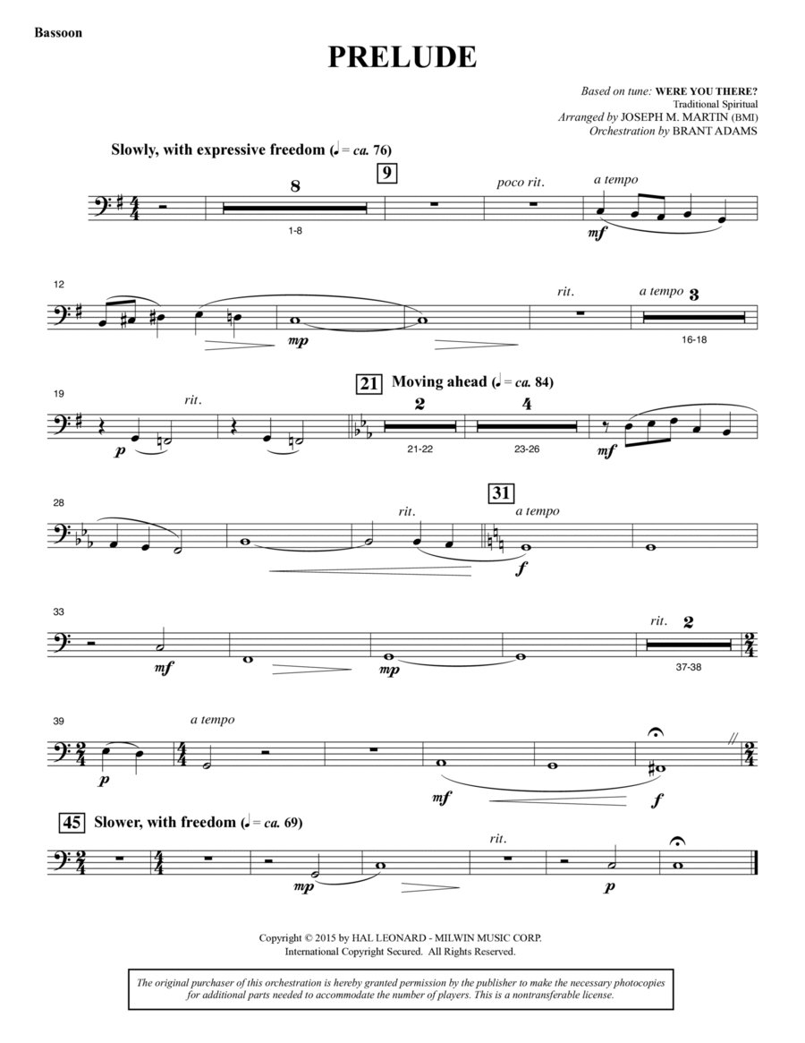 A Journey To Hope (A Cantata Inspired By Spirituals) - Bassoon