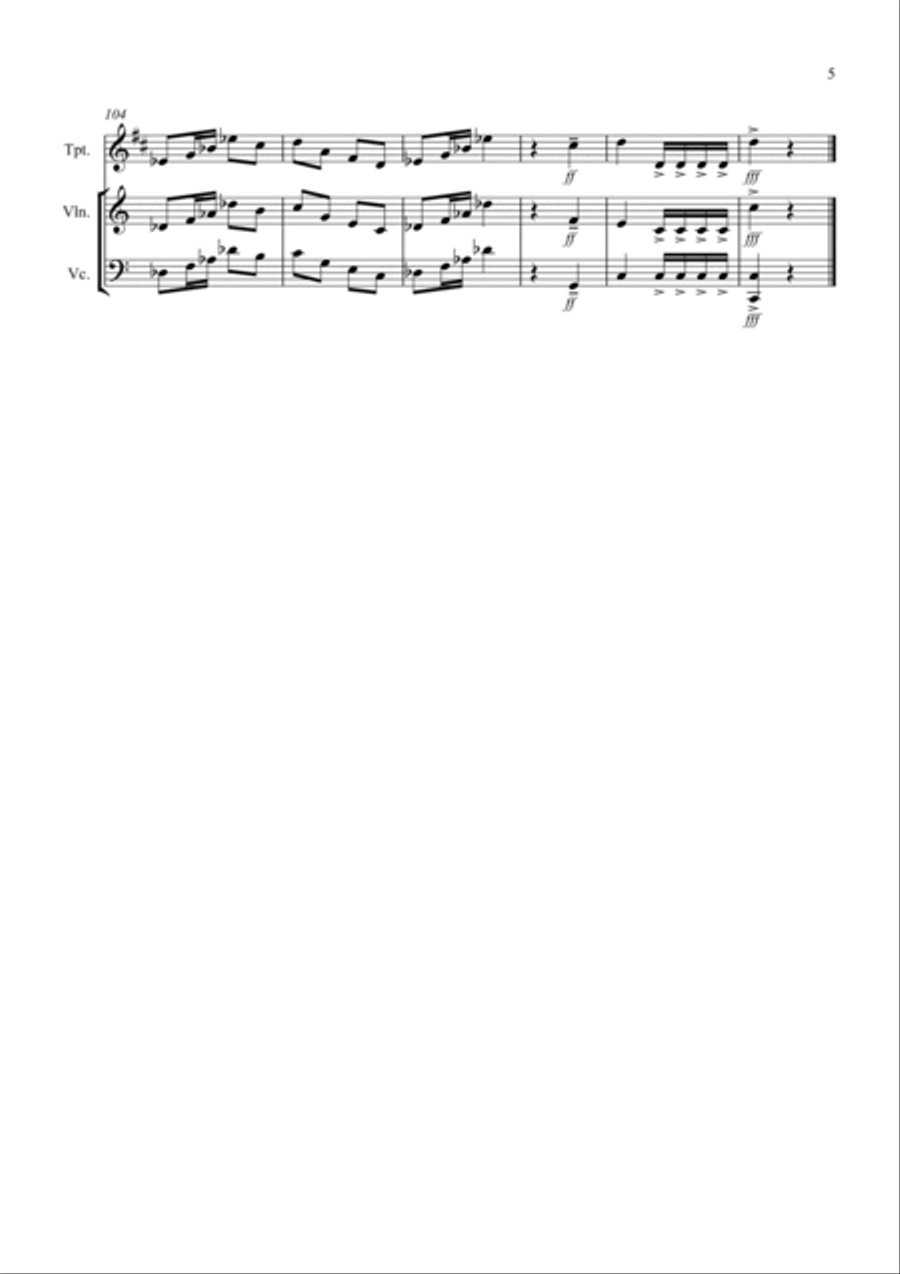 3 Halloween Pieces for Trumpet, Violin and Cello Trio Small Ensemble scores gallery preview page 5
